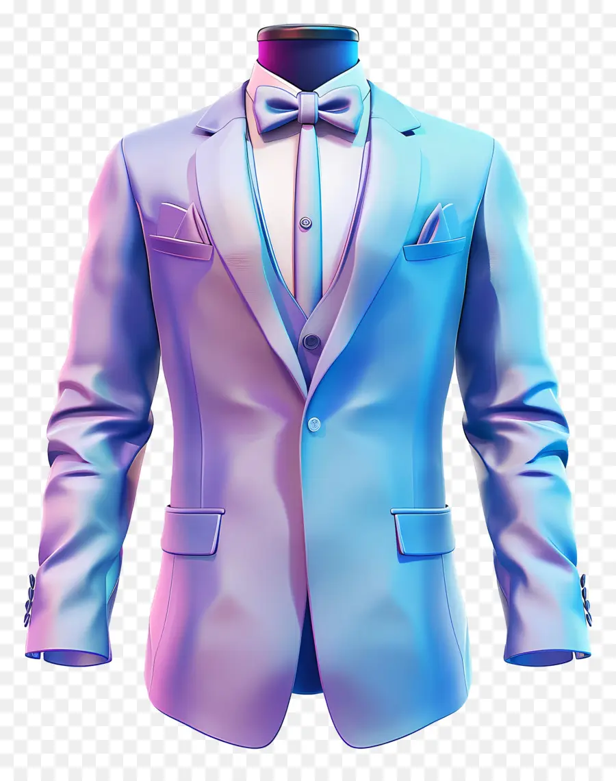 Traje Formal，Diseño Azul Y Rosa PNG