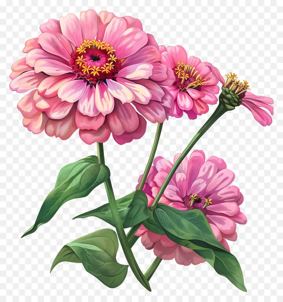 Zinnias Rosadas，Flores De Color Rosa PNG