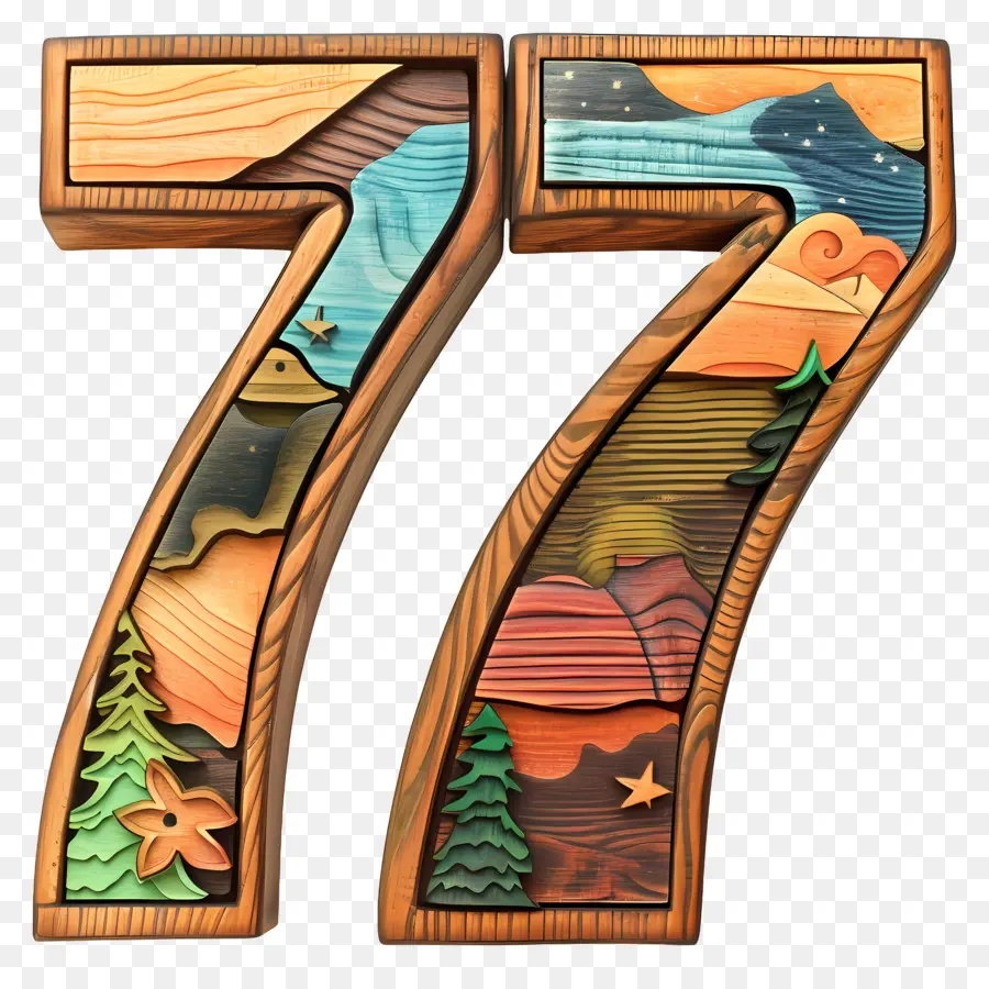 Número 77，La Talla De La Madera PNG