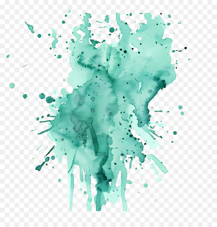 Salpicadura De Acuarela Verde Azulado，Salpicadura De Pintura Verde PNG