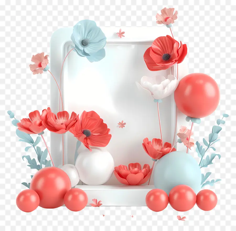 Día De Los Caídos，Flores Y Globos PNG