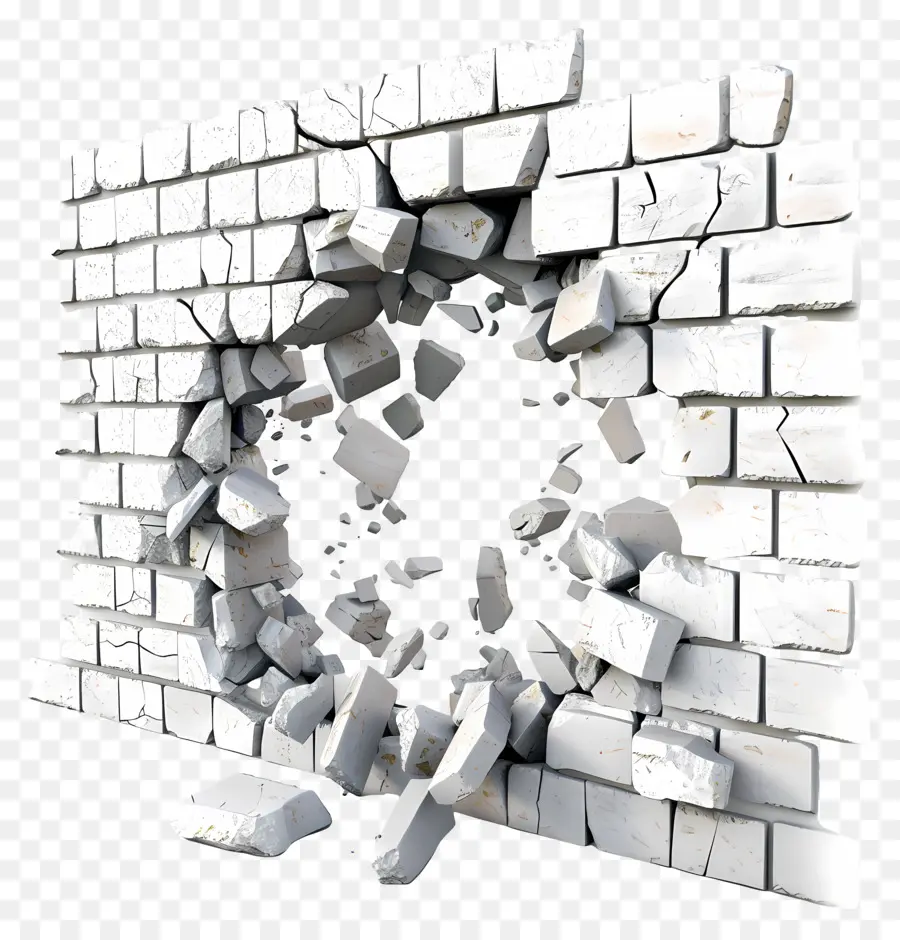 Roto De La Pared，La Pared De Ladrillo Blanco PNG