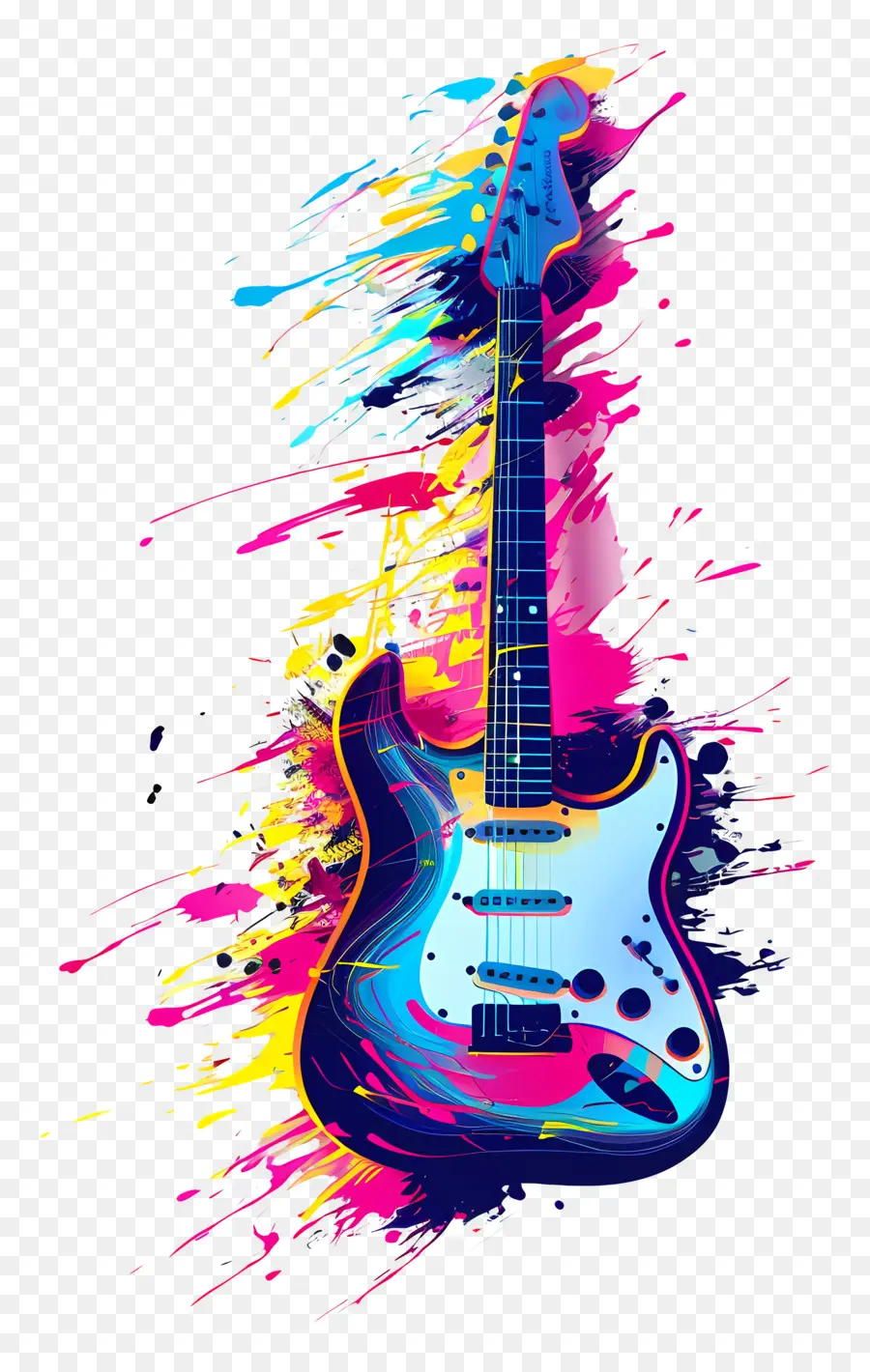 Guitarra Eléctrica，Salpicaduras De Pintura PNG