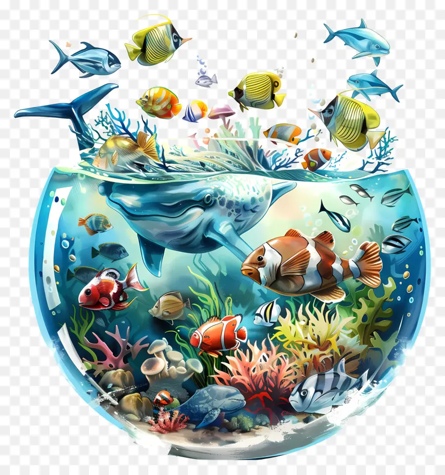 Día Mundial De Los Océanos，Fish Bowl PNG