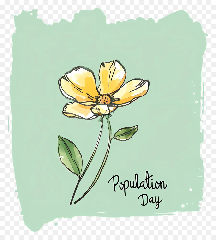 Día Mundial De La Población，Flor Amarilla PNG