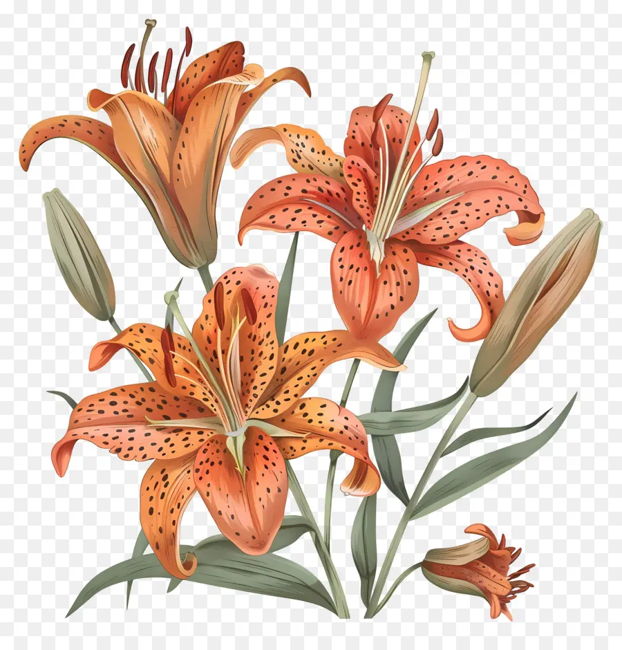Tiger Lily，Lirios De Naranja PNG