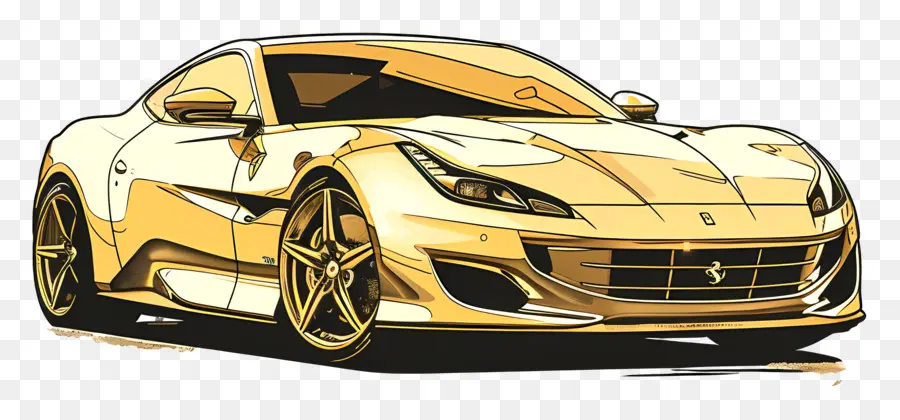 Gold Car，Coche Deportivo De Lujo PNG