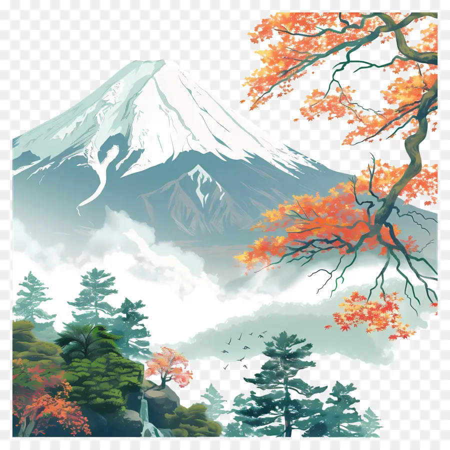 Monte Fuji，La Montaña De La Pintura PNG