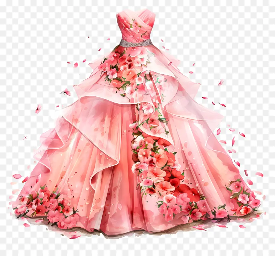 Rosa Vestido De Novia，Bajo De Pelota Rosa PNG