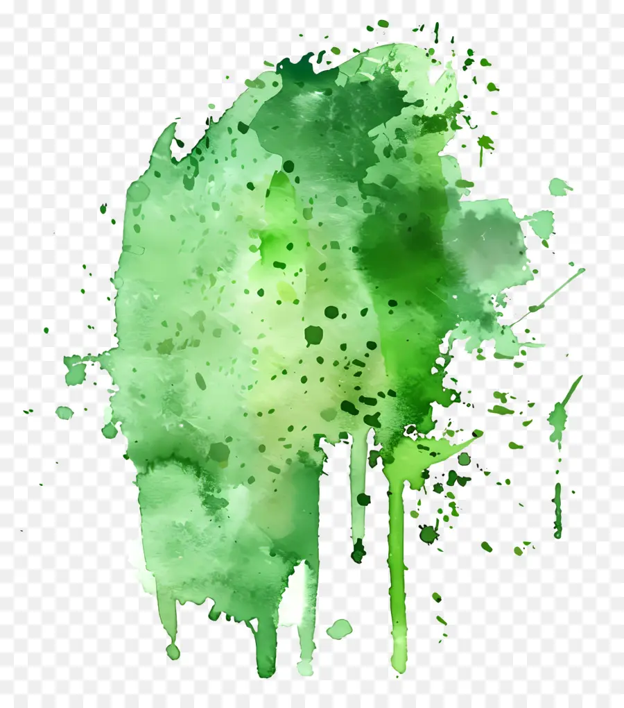 Splash De Acuarela Verde，Pintura Verde PNG