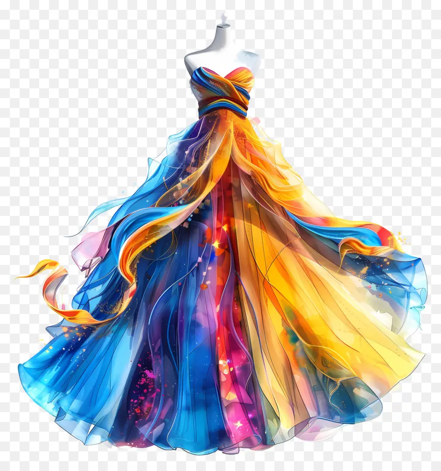 Vestido De Fiesta，Vestido Colorido PNG