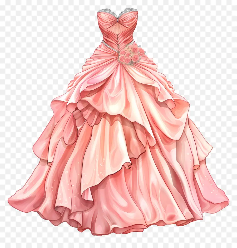 Rosa Vestido De Novia，Falda Completa PNG