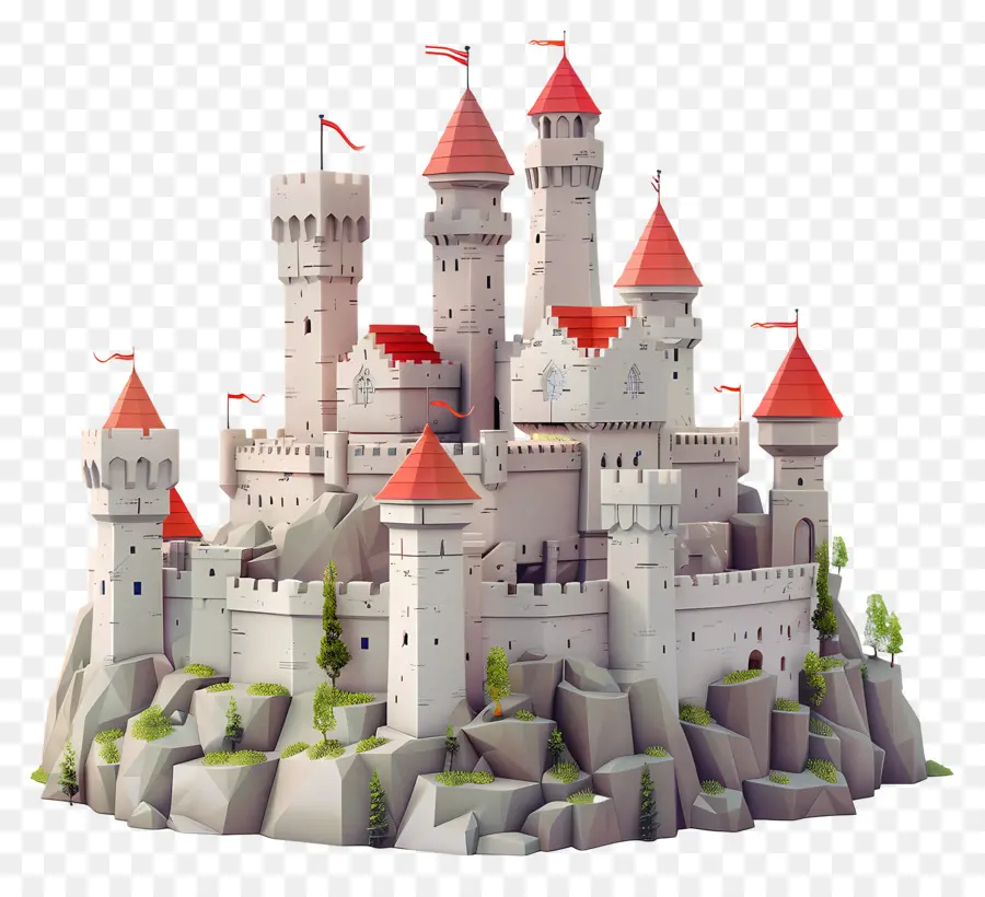 Castillo，Modelo De Bajo Polígono PNG