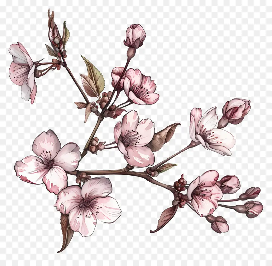 Sakura Flores，Pintura A La Acuarela PNG
