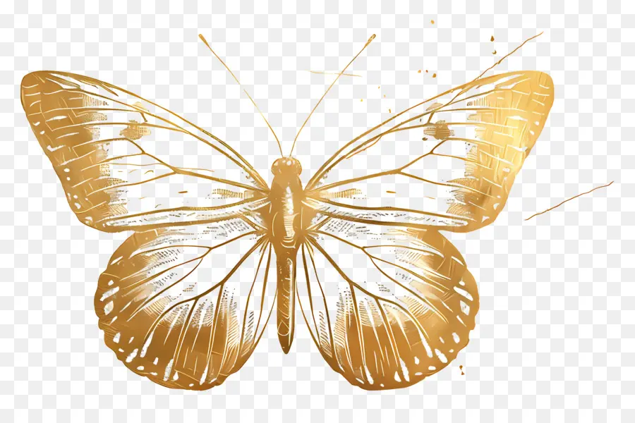 De Oro De La Mariposa，Black Background PNG