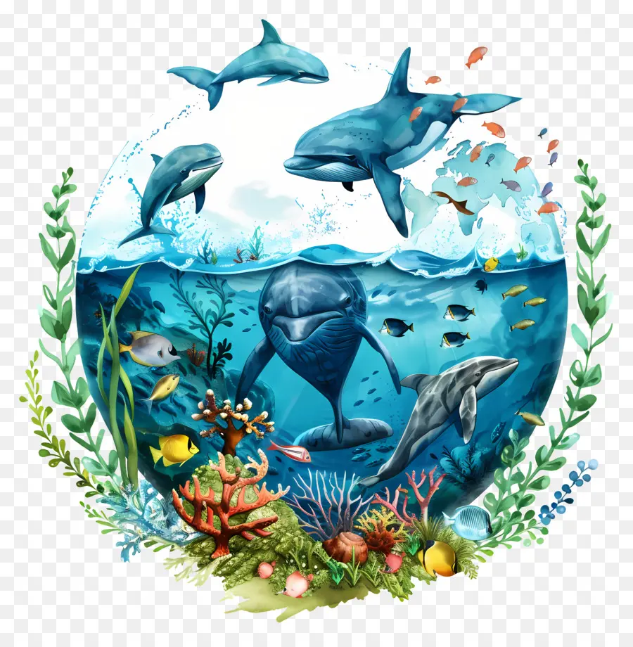 Día Mundial De Los Océanos，Dolphins PNG