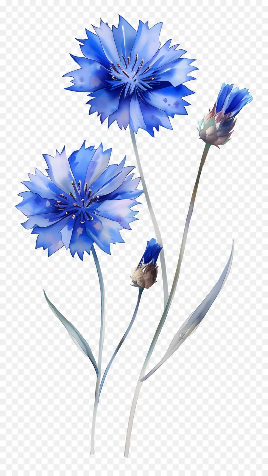 Acianos Azules，Flores Azules PNG