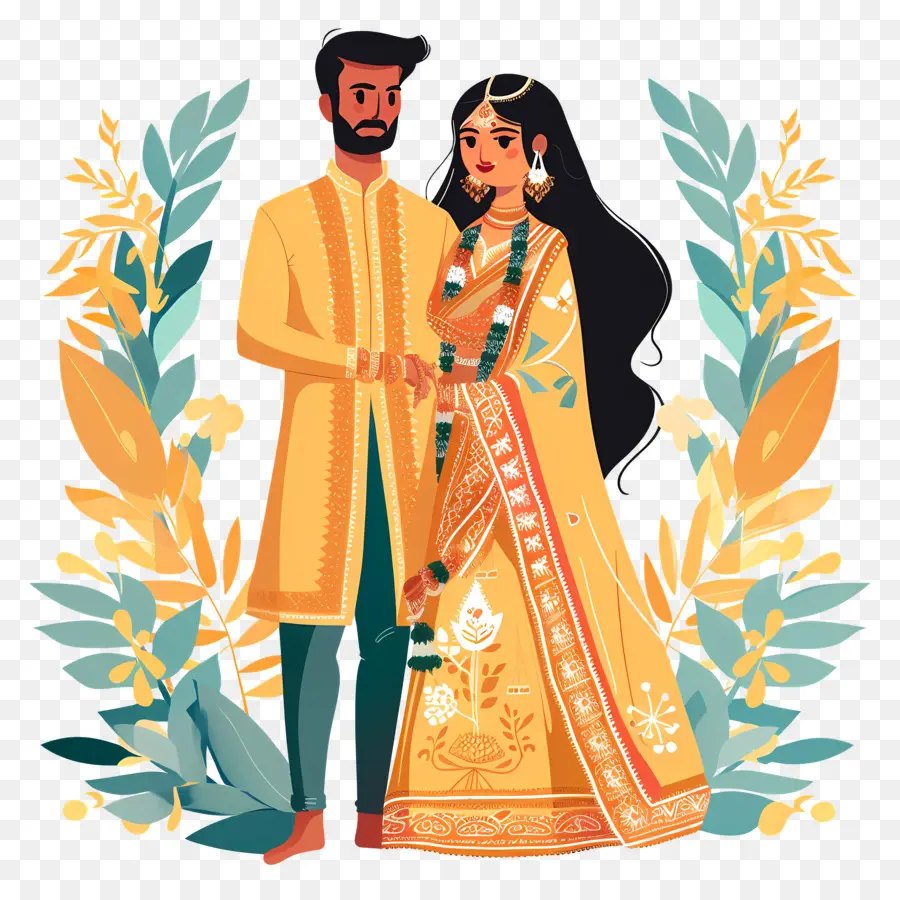 Boda India，Pareja De Novios PNG