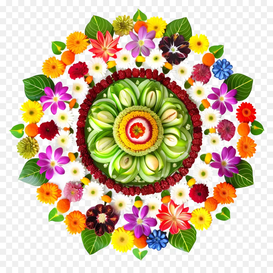 Onam Pookalam，Arreglo Floral PNG