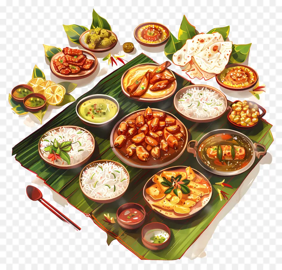 Onam Sadhya，Thali Indio PNG