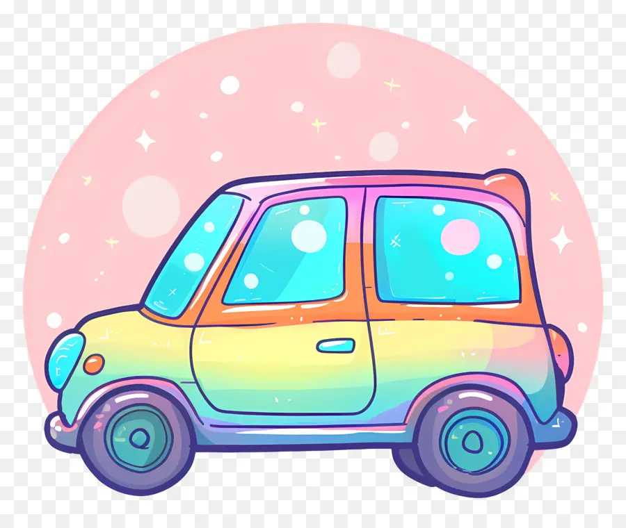 Dibujos Animados De Coches，Coche De Arcoiris PNG