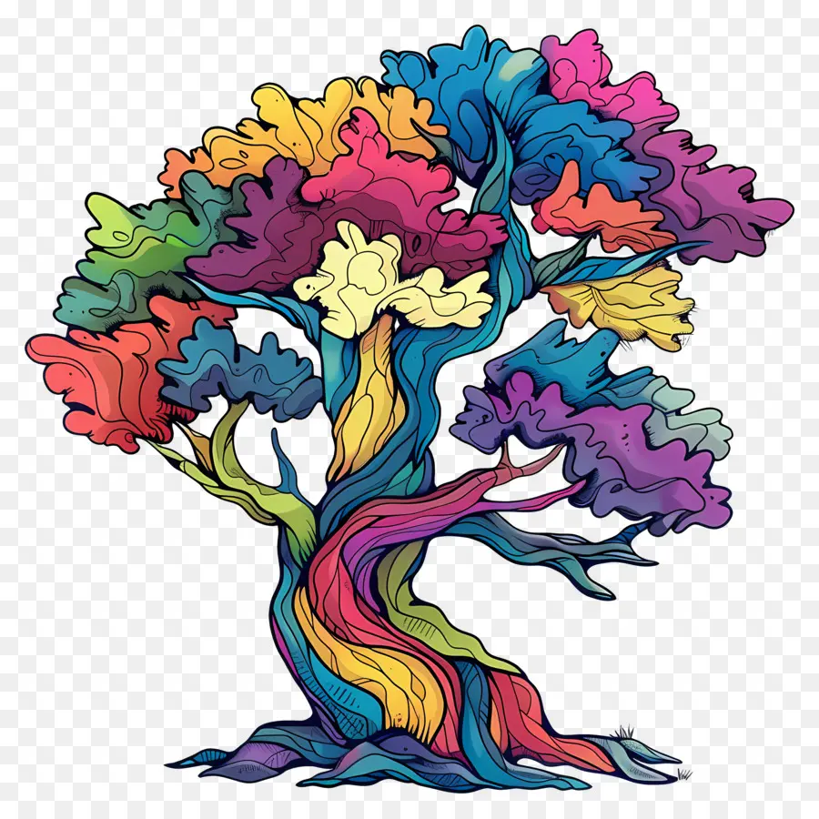 árbol Colorido，Arcoíris PNG