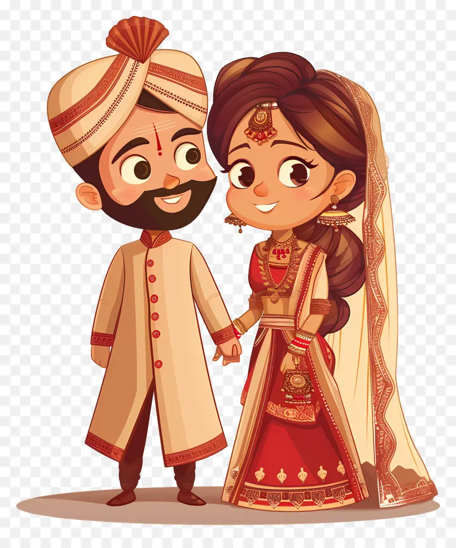 Boda India，Pareja De Boda De Dibujos Animados PNG