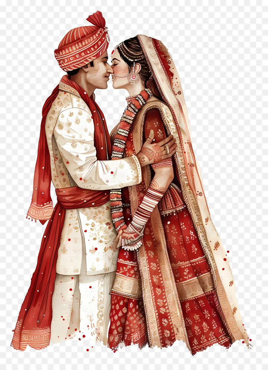 Boda India，Pareja De Boda Tradicional PNG