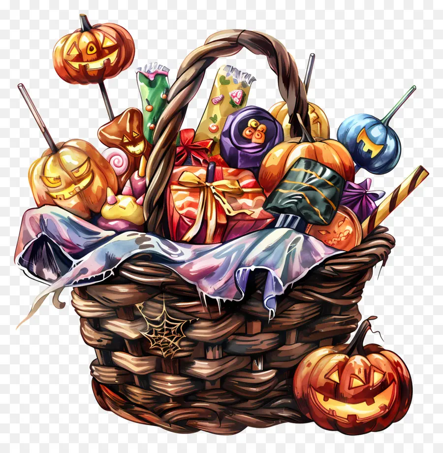 Cesta De Halloween，Canasta De Dulces PNG