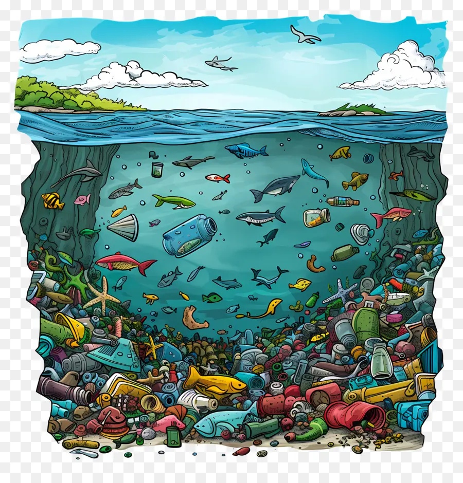 Los Residuos De Plástico，Los Desechos Marinos PNG