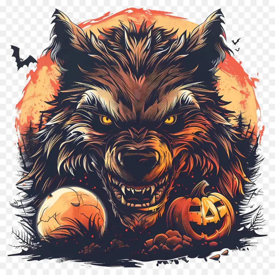 Hombre Lobo，Jack O'lantern PNG