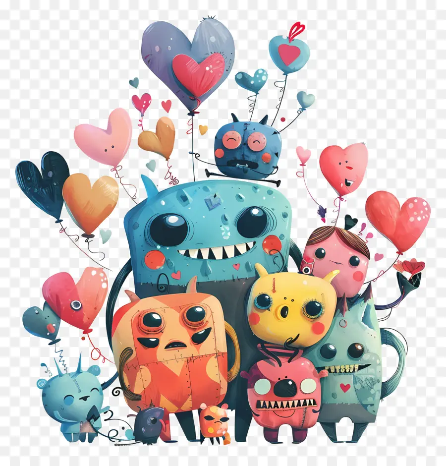 Encanta El Diseño, Los Monstruos De Dibujos Animados, Corazón Globos imagen  png - imagen transparente descarga gratuita