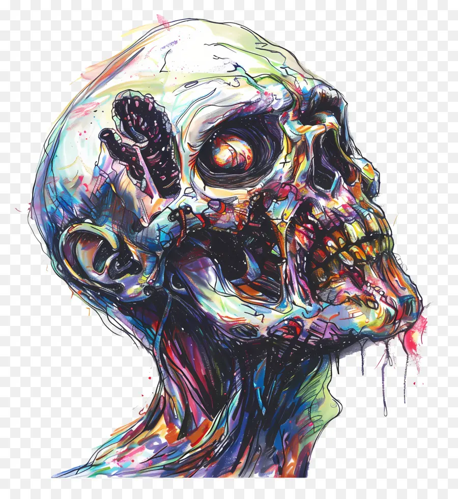 Cabeza De Zombi，Pintura Digital PNG