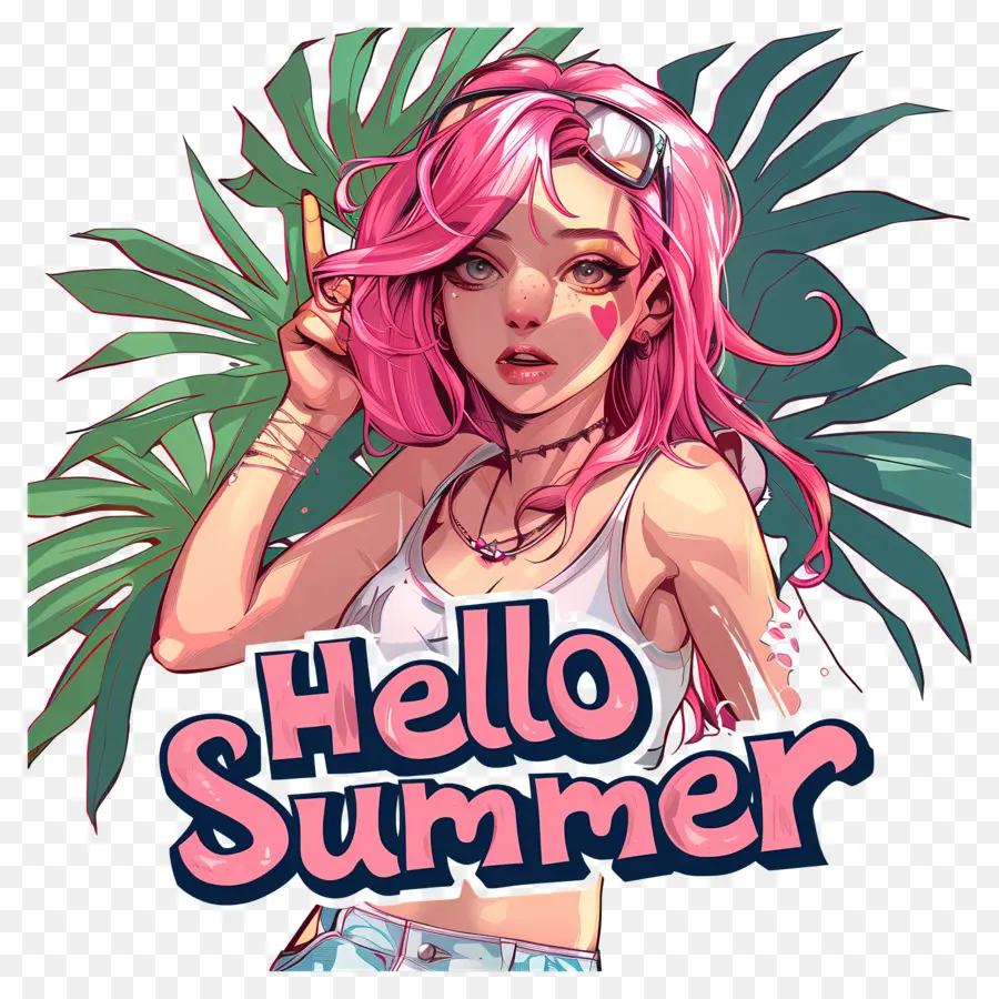 Hola De Verano，El Pelo Rosa PNG