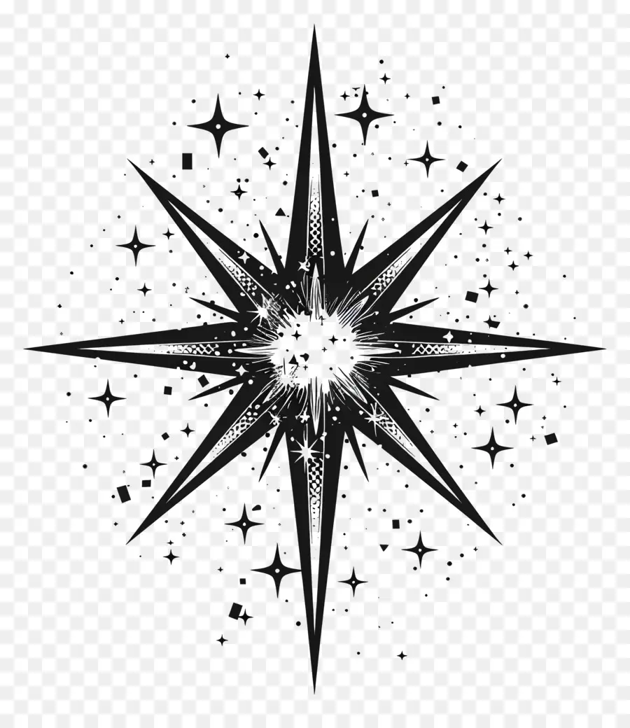 Estrella，En Blanco Y Negro PNG