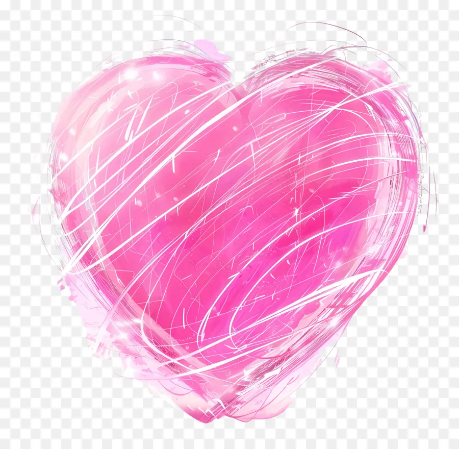 Corazón Rosa，Trazos De Pincel PNG