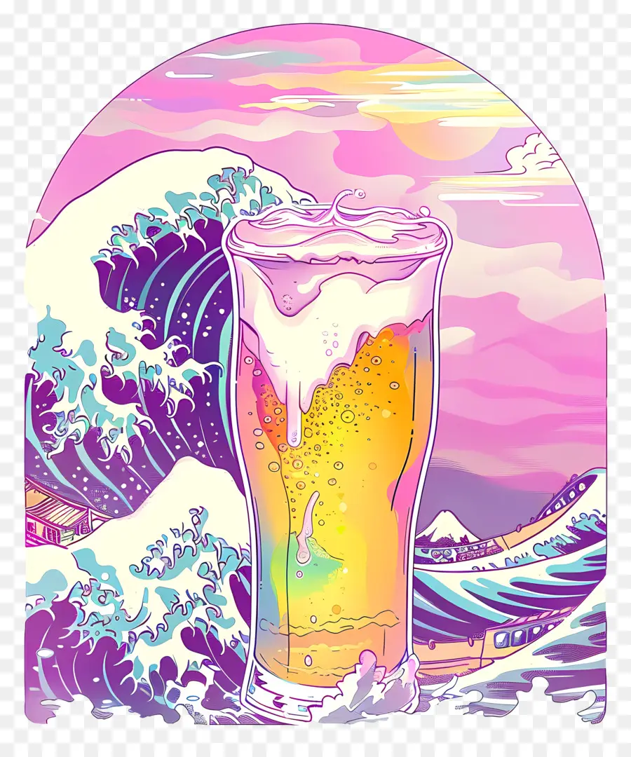 Cerveza Vaporwave，Vaporwave PNG