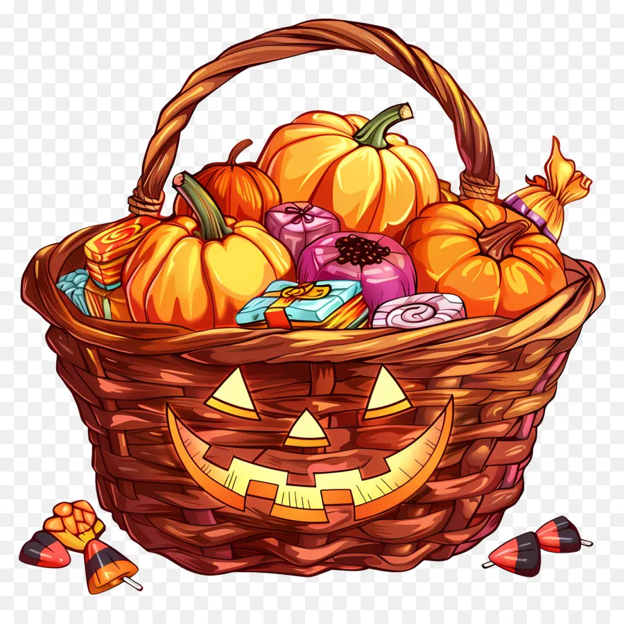 Cesta De Halloween，Canasta De Dulces PNG