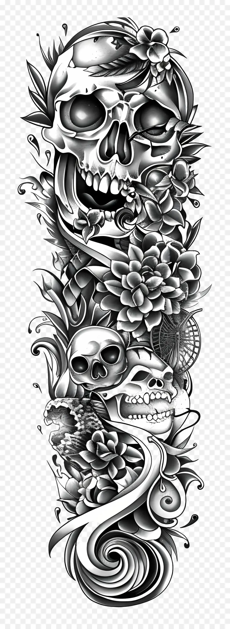 La Manga Del Tatuaje，Diseño De Tatuaje De Calavera PNG