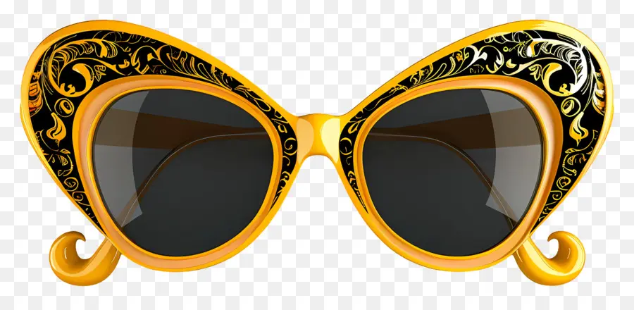Diseño De Gafas De Sol，Marco Dorado PNG