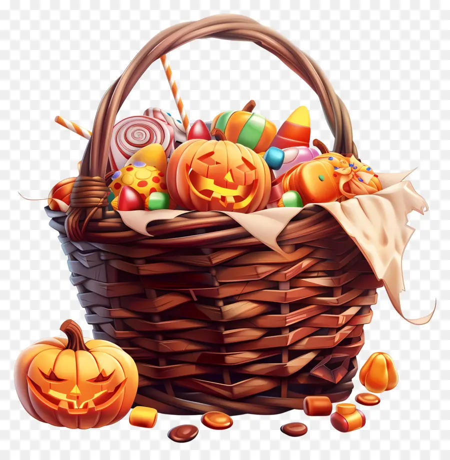 Cesta De Halloween，Canasta De Dulces PNG