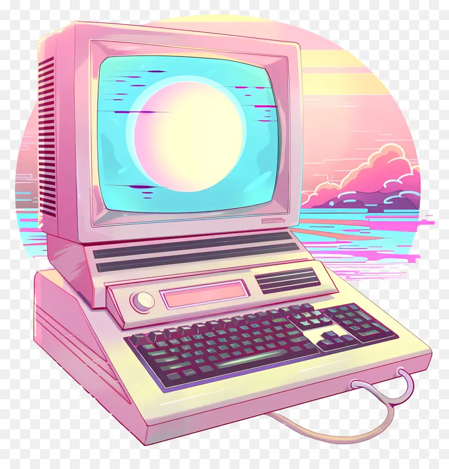 Computadora De Ondas De Vapor，Computadora Retro PNG