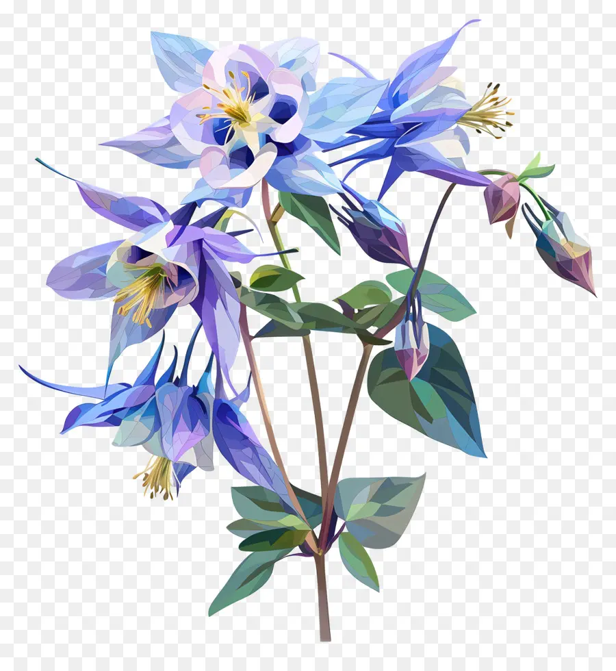 Digital De La Flor，Flores De Columbina Azul PNG