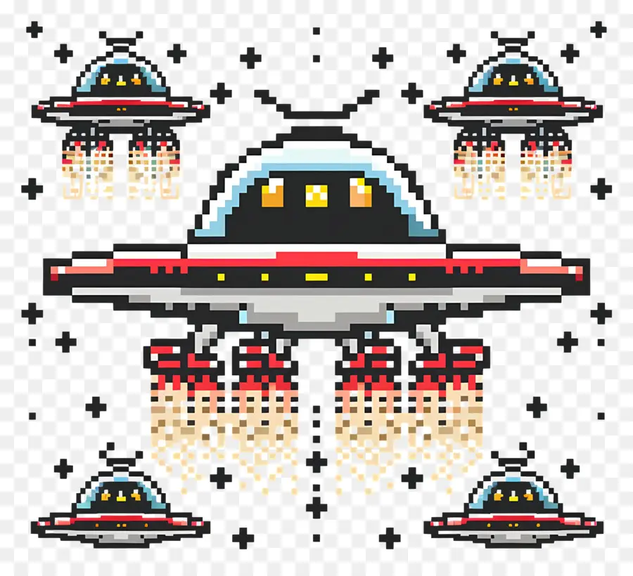 Los Invasores Del Espacio，Pixel Art PNG