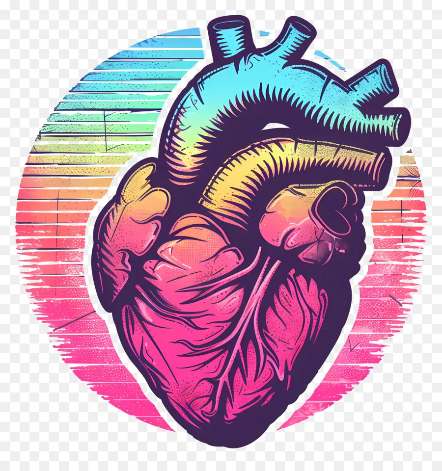 Vaporwave Heart，En Forma De Corazón PNG
