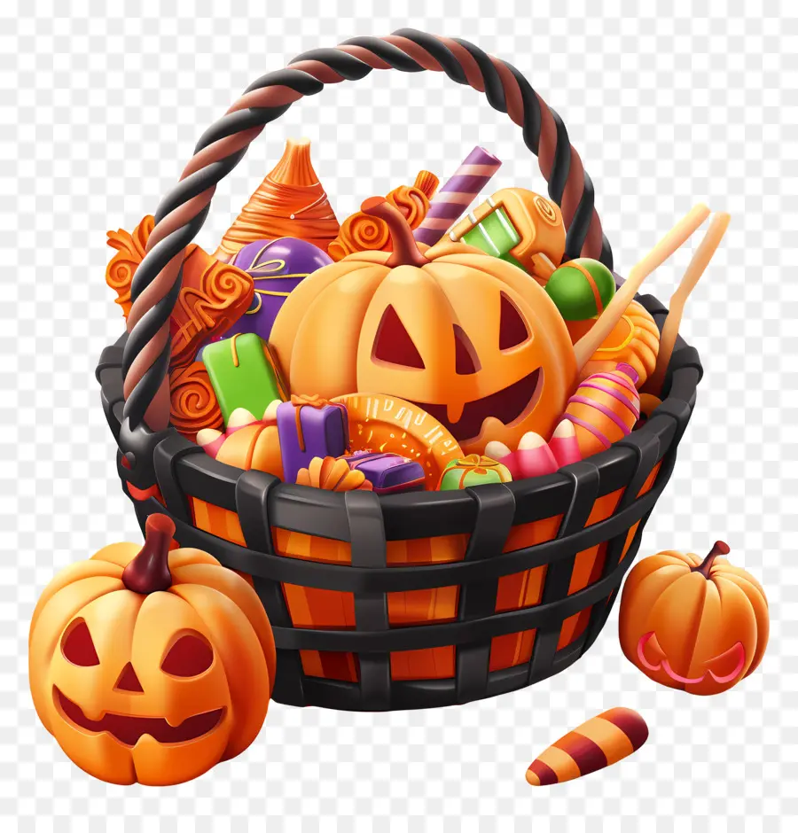 Cesta De Halloween，Canasta De Dulces PNG