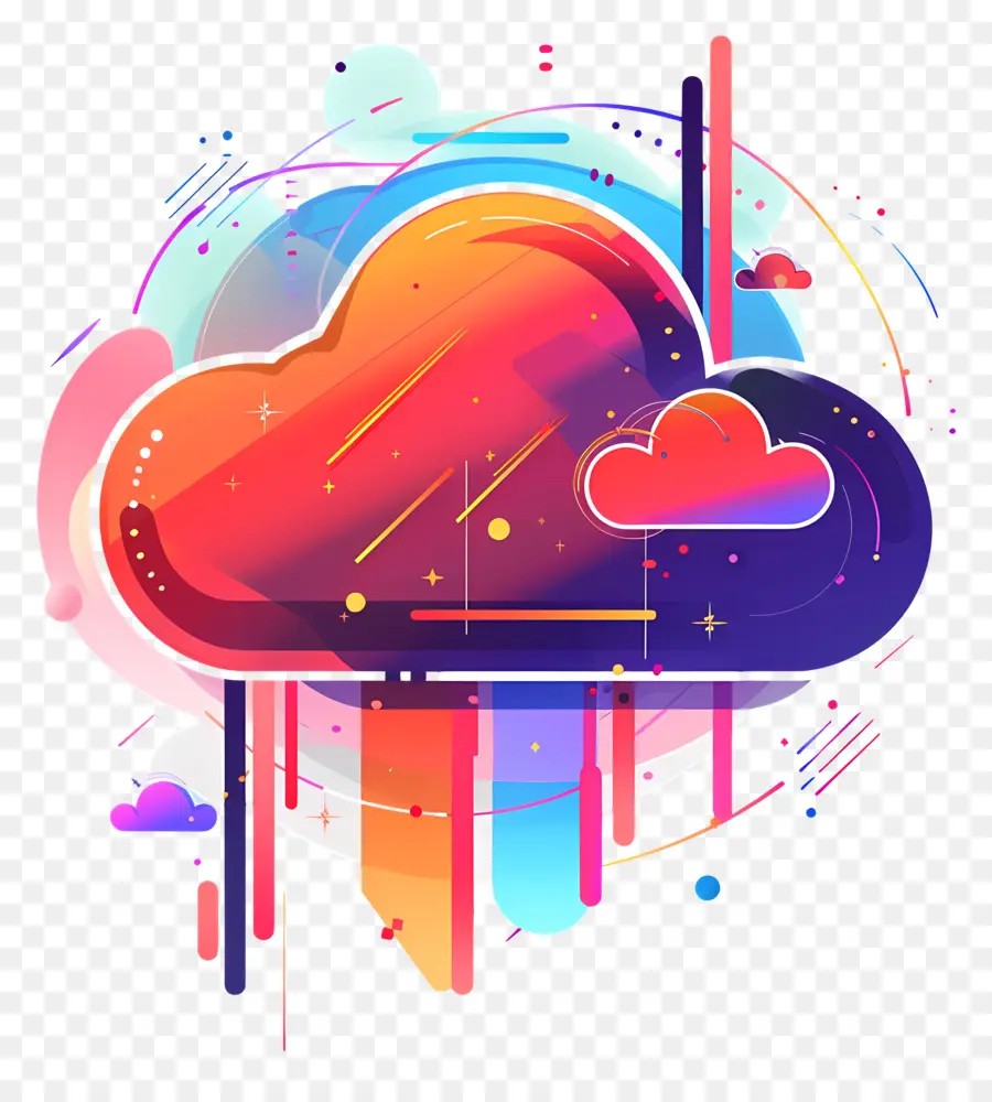 Almacenamiento En La Nube Cibernética，Nube Colorida PNG