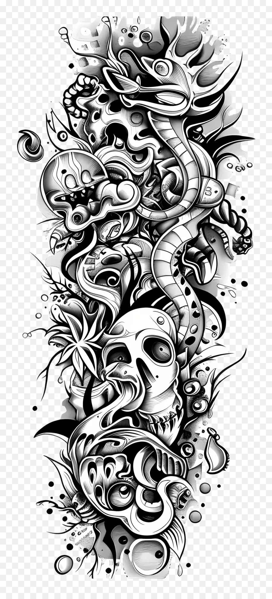 La Manga Del Tatuaje，Obras De Arte En Blanco Y Negro PNG