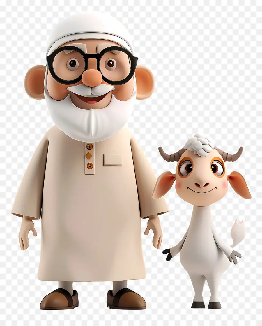 Eid Al Adha，Viejo Con Cabra PNG