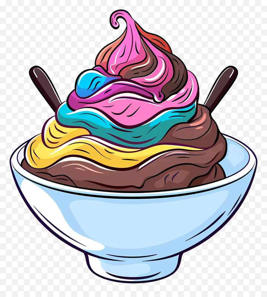 Tazón De Helado De Chocolate，Helado PNG